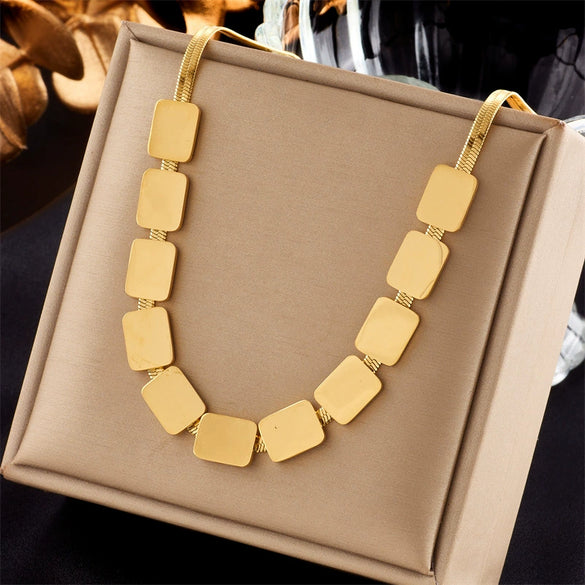 Necklace Titanium Steel Snake Chain Geometric Electroplating