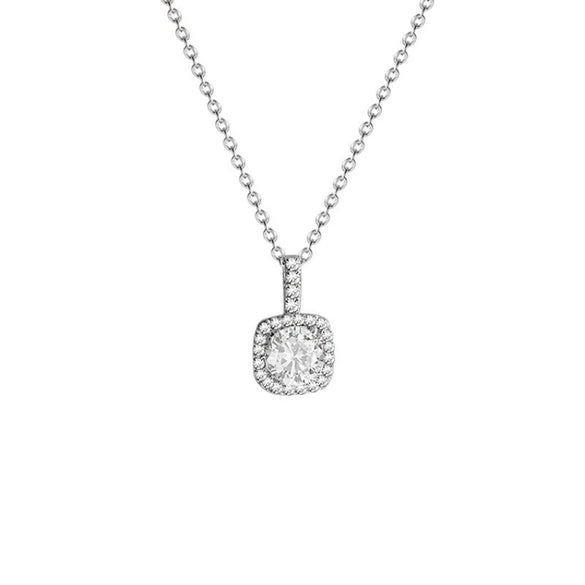 Necklace Titanium Steel Square Diamond Zircon Drop Shape Pendant Geometric Style