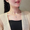 Necklace Titanium Steel Square Diamond Zircon Drop Shape Pendant Geometric Style