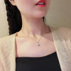Necklace Titanium Steel Square Diamond Zircon Drop Shape Pendant Geometric Style