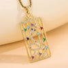 Necklace Titanium Steel Square Snake Shaped Mixed Gem Inlay Electroplating Women's