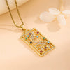 Necklace Titanium Steel Square Snake Shaped Mixed Gem Inlay Electroplating Women's