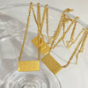 Necklace Titanium Steel Square Tag With Letters Numbers Text Furnace Vacuum Plating Real Gold