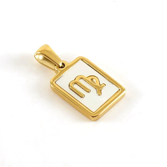 Necklace Titanium Steel Square White Shell Constellation Electroplated Pendant For Women