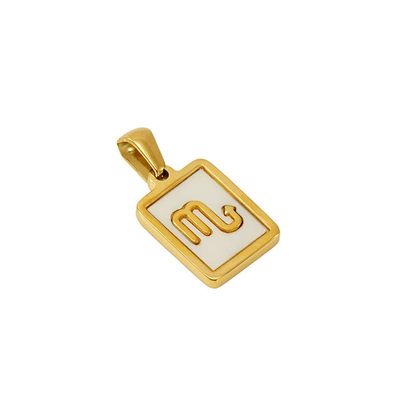 Necklace Titanium Steel Square White Shell Constellation Electroplated Pendant For Women