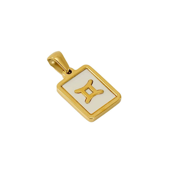 Necklace Titanium Steel Square White Shell Constellation Electroplated Pendant For Women