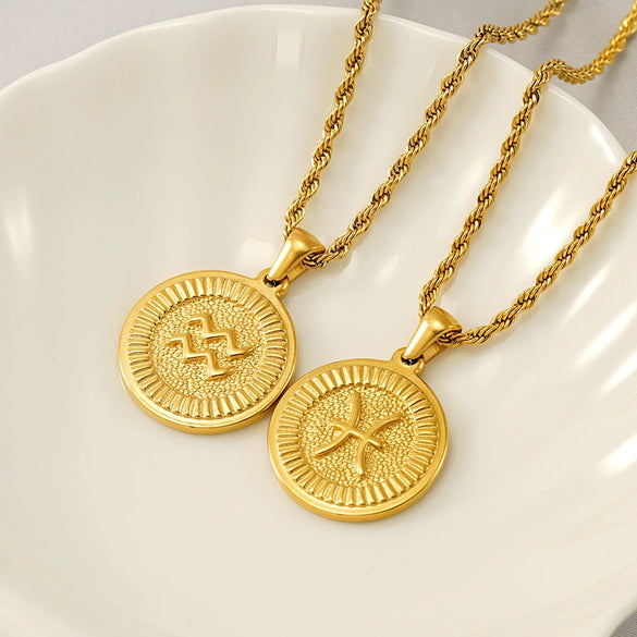 Necklace Titanium Steel Stainless Steel Constellation Electroplated 18K Gold Fashion Trend Unisex