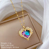 Necklace Titanium Steel Stainless Steel Copper Geometric Love Full Diamond Exaggerated Colorful Light Luxury Temperament Gorgeous Unisex Allmatch Clavicle Chain