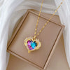 Necklace Titanium Steel Stainless Steel Copper Geometric Love Full Diamond Exaggerated Colorful Light Luxury Temperament Gorgeous Unisex Allmatch Clavicle Chain