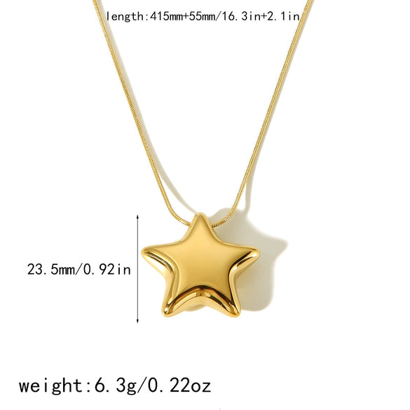 Necklace Titanium Steel Stainless Steel Fivepointed Star Pendant Snake Chain Electroplating Allmatch Unisex