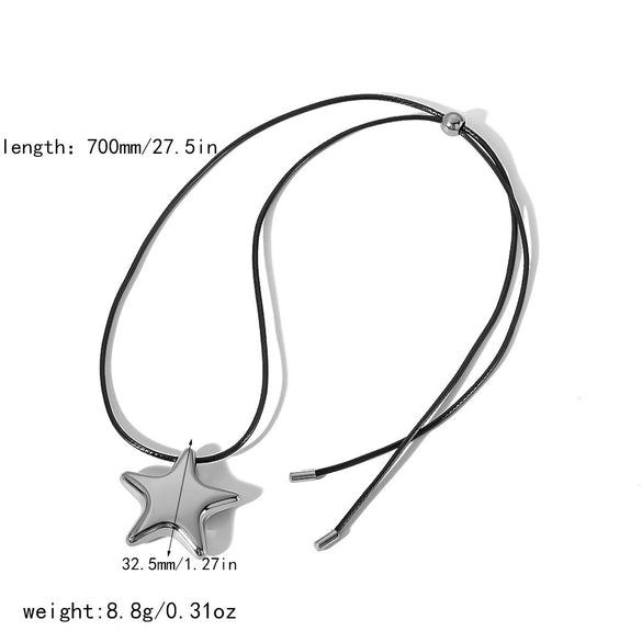 Necklace Titanium Steel Stainless Steel Fivepointed Star Pendant Snake Chain Electroplating Allmatch Unisex