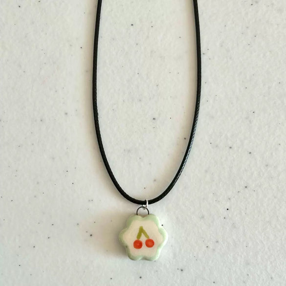 Necklace Titanium Steel Stainless Steel Floral Apple Cherry Rainbow Pattern Electroplating Minimalist