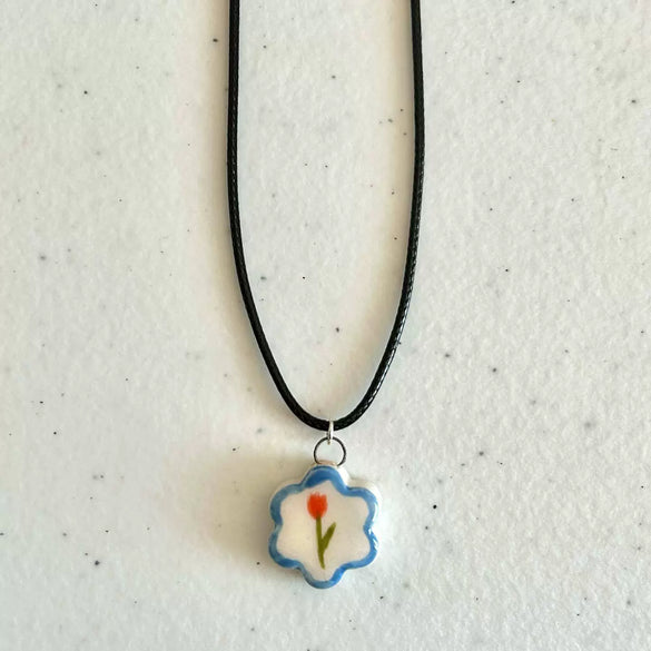 Necklace Titanium Steel Stainless Steel Floral Apple Cherry Rainbow Pattern Electroplating Minimalist