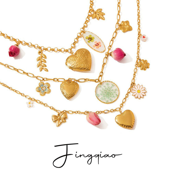 Necklace Titanium Steel Stainless Steel Flower Pendant Jewelry Electroplated Original Design