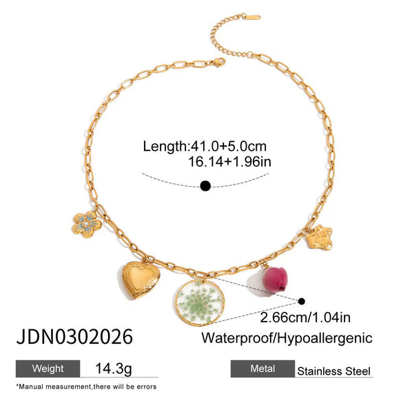 Necklace Titanium Steel Stainless Steel Flower Pendant Jewelry Electroplated Original Design