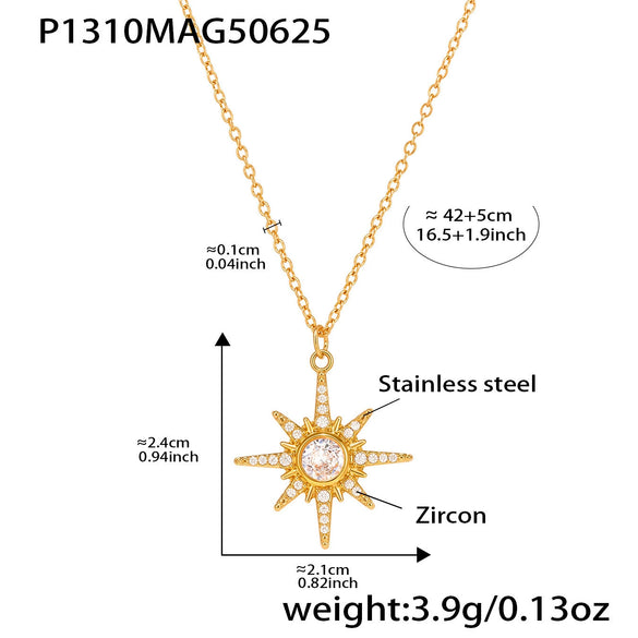 Necklace 316L Stainless Steel 316L Stainless Steel Geometric Eightpointed Star Electroplated Light Luxury Style Women's Jewelry
