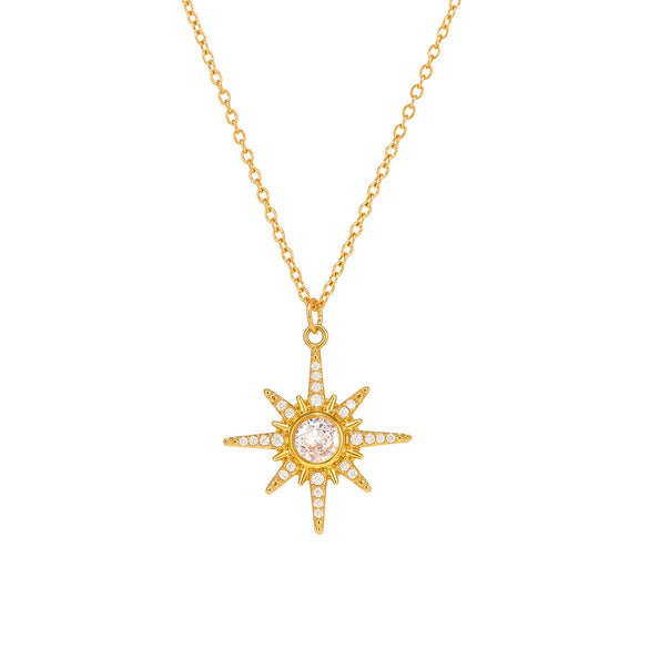 Necklace 316L Stainless Steel 316L Stainless Steel Geometric Eightpointed Star Electroplated Light Luxury Style Women's Jewelry