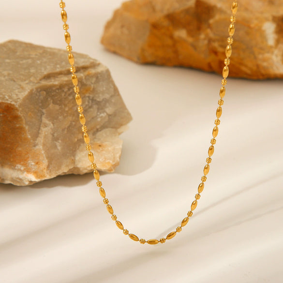 Necklace Titanium Steel Stainless Steel Geometric Electroplated Oval Bead Clavicle Chain For Women