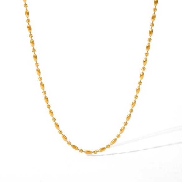 Necklace Titanium Steel Stainless Steel Geometric Electroplated Oval Bead Clavicle Chain For Women