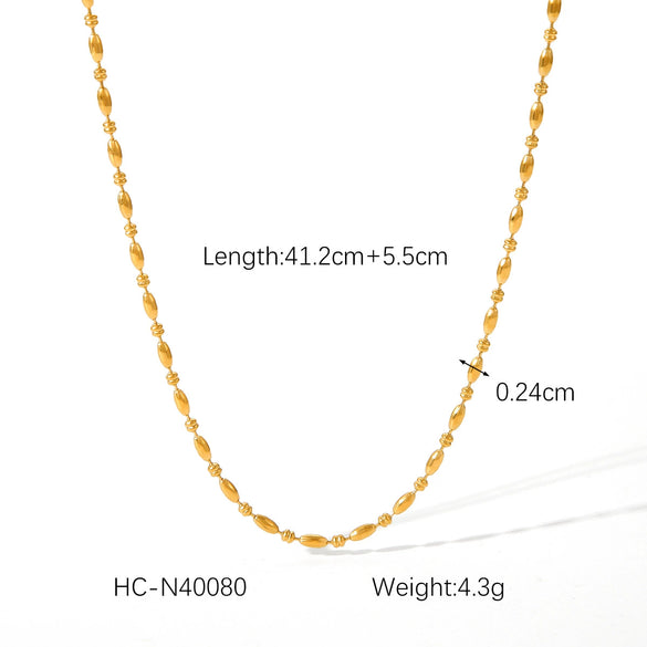Necklace Titanium Steel Stainless Steel Geometric Electroplated Oval Bead Clavicle Chain For Women