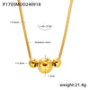 Necklace Titanium Steel Stainless Steel Geometric Style Electroplating Double Layer Stacked Blade Chain Three Beads Design