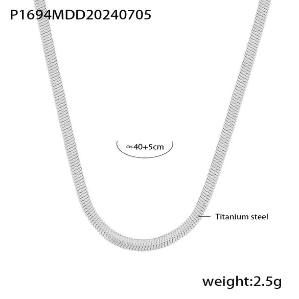 Necklace Titanium Steel Stainless Steel Geometric Style Electroplating Double Layer Stacked Blade Chain Three Beads Design