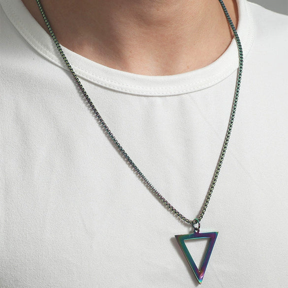Necklace Titanium Steel Stainless Steel Geometric Triangle Pendant Electroplated Jewelry For Men