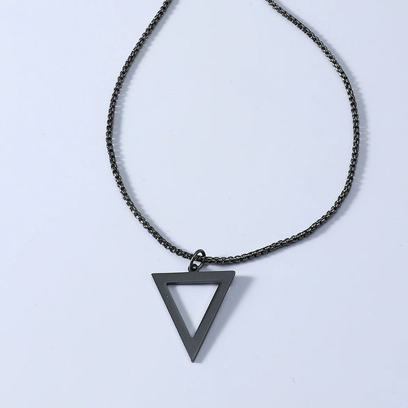 Necklace Titanium Steel Stainless Steel Geometric Triangle Pendant Electroplated Jewelry For Men
