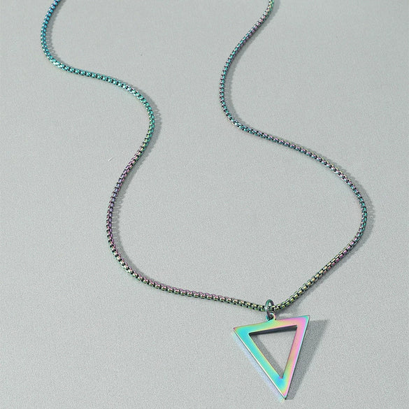 Necklace Titanium Steel Stainless Steel Geometric Triangle Pendant Electroplated Jewelry For Men