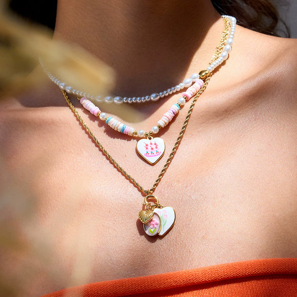 Necklace Titanium Steel Stainless Steel Imitation Pearl Electroplating