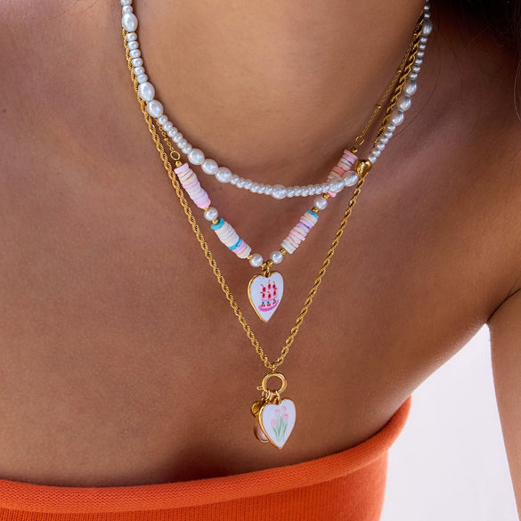Necklace Titanium Steel Stainless Steel Imitation Pearl Electroplating