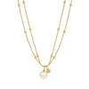 Necklace Titanium Steel Stainless Steel 18K Gold Electroplating Double Chain Pearl Fashion Simple Versatile