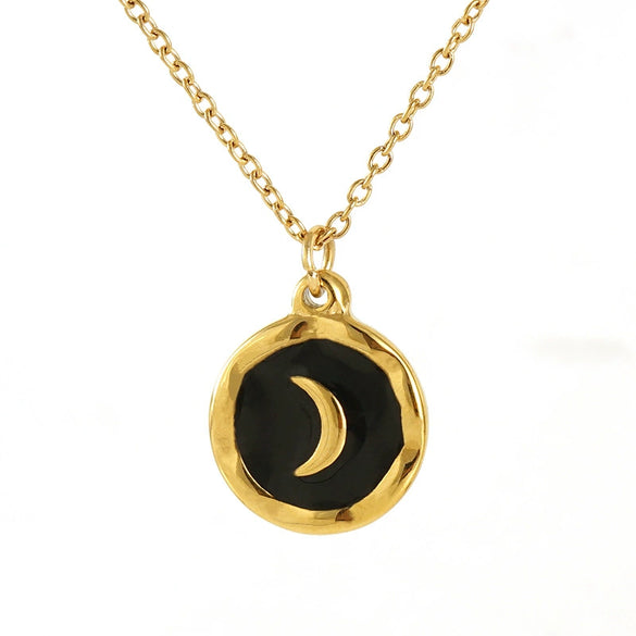 Necklace 316L Stainless Steel 316L Stainless Steel Moon Pendant Dripping Oil Design Couple Style