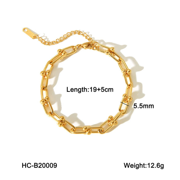 Necklace Titanium Steel U Shaped Horseshoe Buckle Artificial Crystal Geometric Electroplated