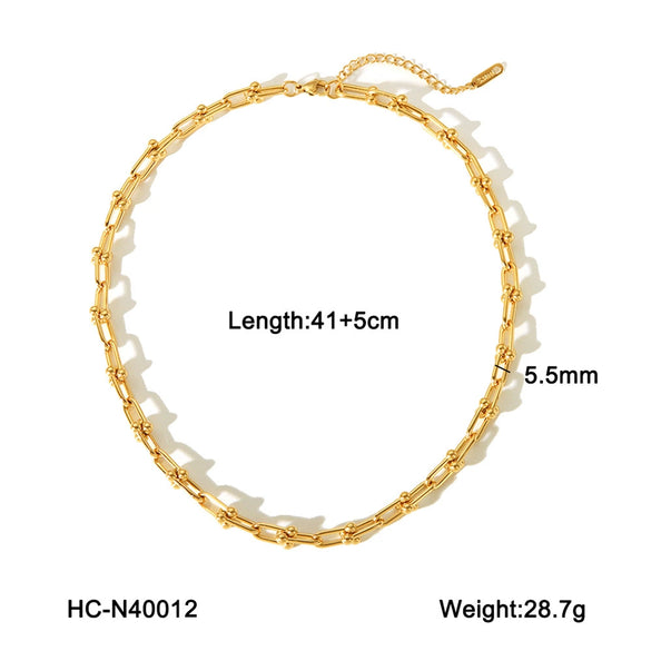 Necklace Titanium Steel U Shaped Horseshoe Buckle Artificial Crystal Geometric Electroplated