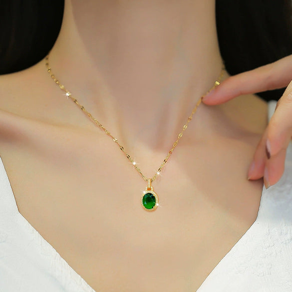 Necklace Titanium Steel Water Drops Geometric Diamond Design Unisex Light Luxury