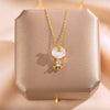 Necklace Titanium Steel Women's Cat's Eye Little Tiger Pendant Copper Electroplating With Letters Numbers Text Pattern