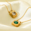 Necklace Titanium Steel Zircon Geometric Style