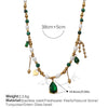 Necklace 316L Stainless Steel Zircon Natural Pearl Drop Shape Electroplating French Retro Minimalist Women's O Word Chain