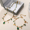 Necklace 316L Stainless Steel Zircon Natural Pearl Drop Shape Electroplating French Retro Minimalist Women's O Word Chain