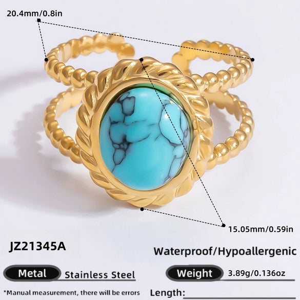 Necklace Turquoise Titanium Steel Electroplated 18K Gold Women's Jewelry