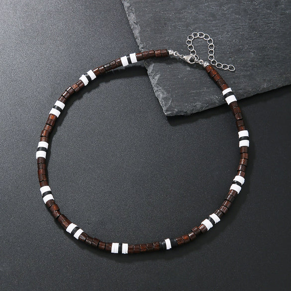 Necklace Turquoise Wood Chips Pine Stones Geometric Handmade
