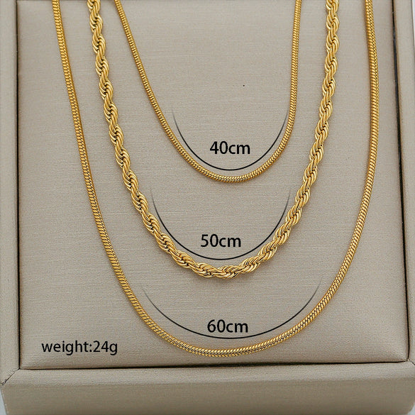 Necklace Twist Snake Bone Titanium Steel Electroplated 18K Gold Geometric Style For Women