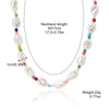 Necklace Women's Beaded Sweet Style With Flower Pattern Mixed Gem Inlay Electroplating Ball Chain