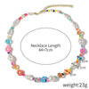 Necklace Women's Beaded Sweet Style With Flower Pattern Mixed Gem Inlay Electroplating Ball Chain