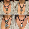 Necklace Women's Beaded Wooden Alloy Leaves Pattern Electroplating Vintage Style