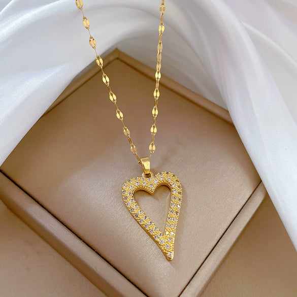 Necklace Women's Copper Pendant Stainless Steel Chain Geometric Electroplating