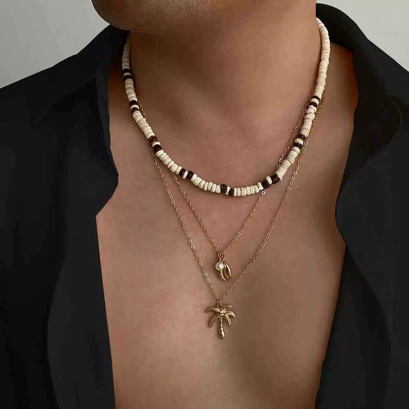Necklace Wood Alloy Geometric Handmade Men's Jewelry