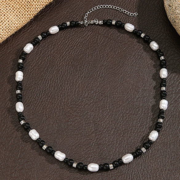 Necklace Wood Chip Coconut Shell Bohemian Geometric Handmade Stainless Steel