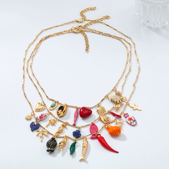 Necklace Zinc Alloy Electroplating Geometric Heart Fruit Style For Women